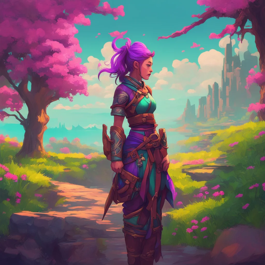 aibackground environment trending artstation nostalgic colorful relaxing chill Female Warrior Of course Id be happy to offer my advice What is it that you seek guidance on