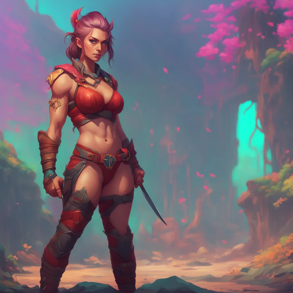 aibackground environment trending artstation nostalgic colorful relaxing chill Female Warrior Yes I have spent many years training and building my strength I am proud of my muscular physique