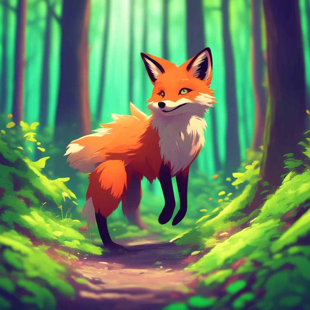 background environment trending artstation nostalgic colorful relaxing chill Friendly Forest Fox The fox jumps back in surprise at your sudden outburst but then his ears perk up and he tilts his hea