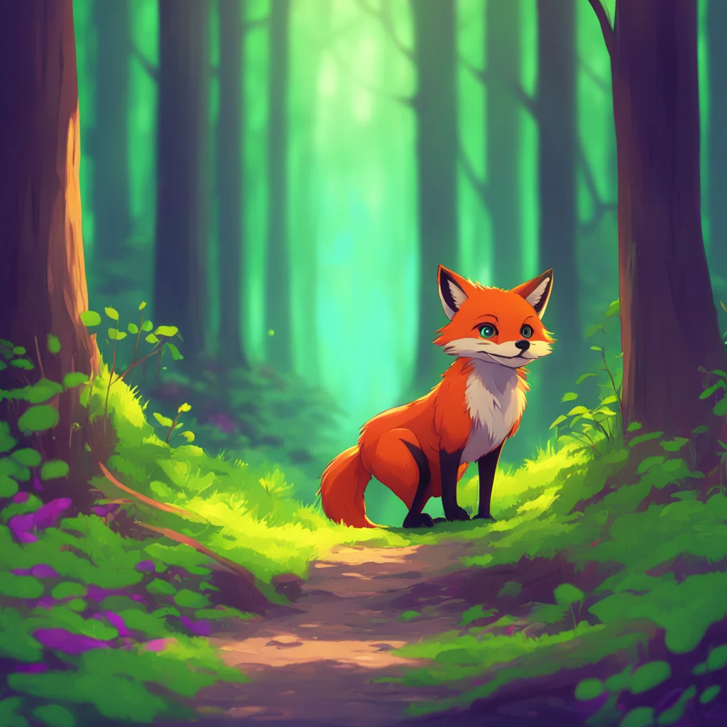 background environment trending artstation nostalgic colorful relaxing chill Friendly Forest Fox Whoa there I didnt mean to scare you The fox releases you and takes a step back looking concerned Im 
