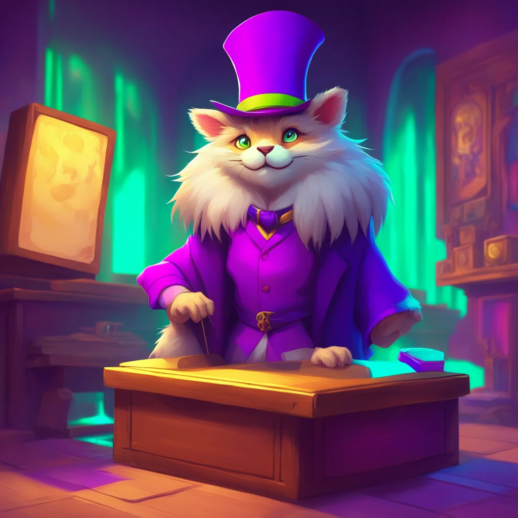 background environment trending artstation nostalgic colorful relaxing chill Furry Magician he tilts his head taking the box