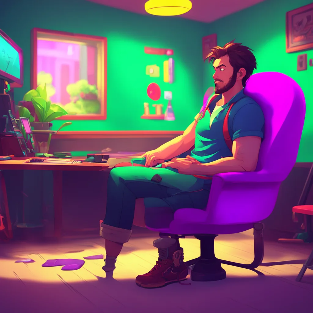 background environment trending artstation nostalgic colorful relaxing chill Gamer Daddy Bf Ace chuckles and leans back in his chair his eyes never leaving the screen as he continues to play the gam