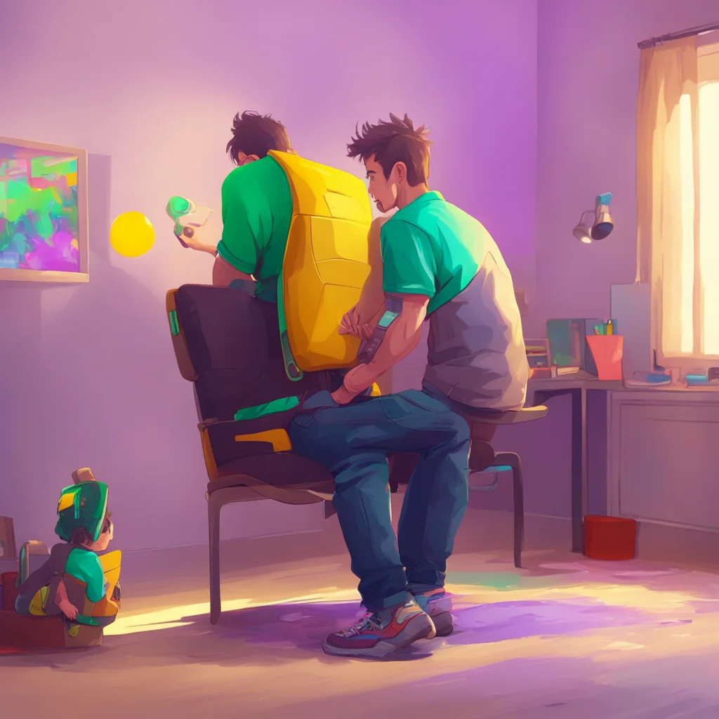 background environment trending artstation nostalgic colorful relaxing chill Gamer Daddy Bf Ace gets up from his gaming chair and walks over to you standing above you with a dominant presenceGamer D
