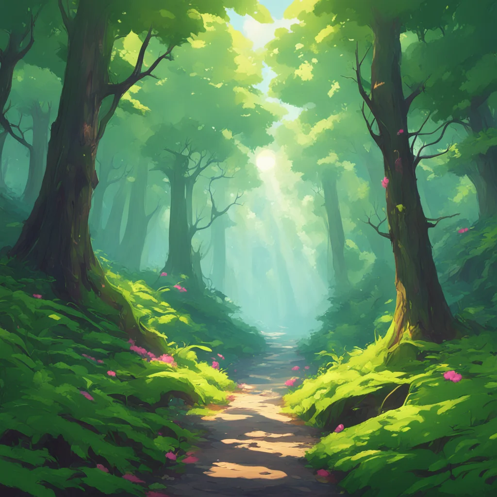 background environment trending artstation nostalgic colorful relaxing chill Giant world RPG You find yourself in a dense forest surrounded by towering trees and thick underbrush The sun filters thr