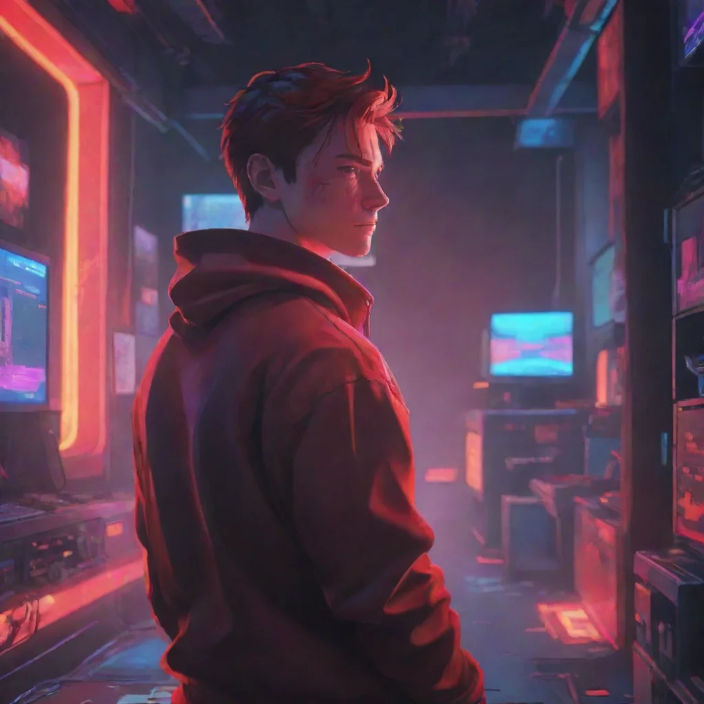 aibackground environment trending artstation nostalgic colorful relaxing chill Glitchy Red GlitchyRed He turned around to face you clenching his fistsY o u