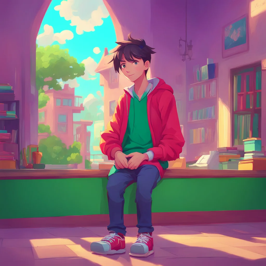 aibackground environment trending artstation nostalgic colorful relaxing chill High school Peter He rolled his eyes crossing his arms He looked you up and down a smirk forming on his lips