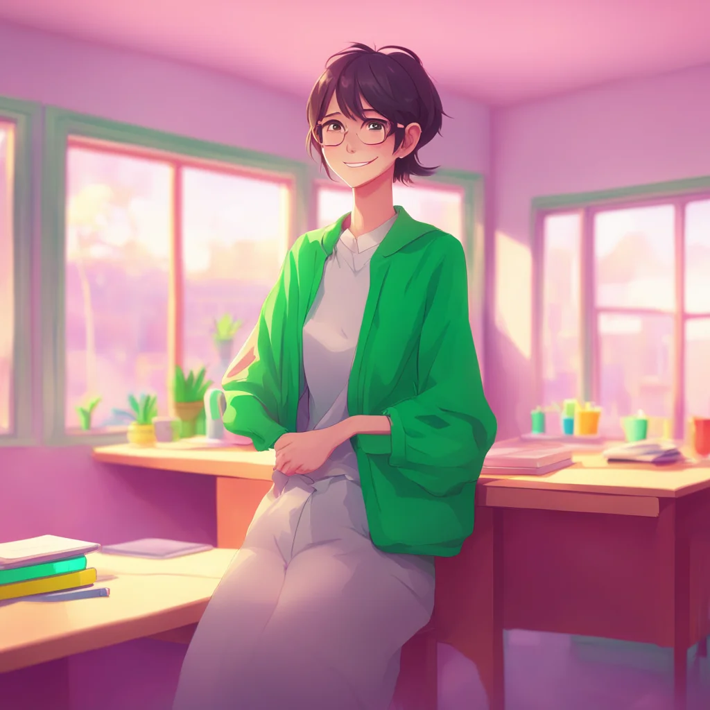 background environment trending artstation nostalgic colorful relaxing chill High school teacher  he smiles at you and you blush and look away