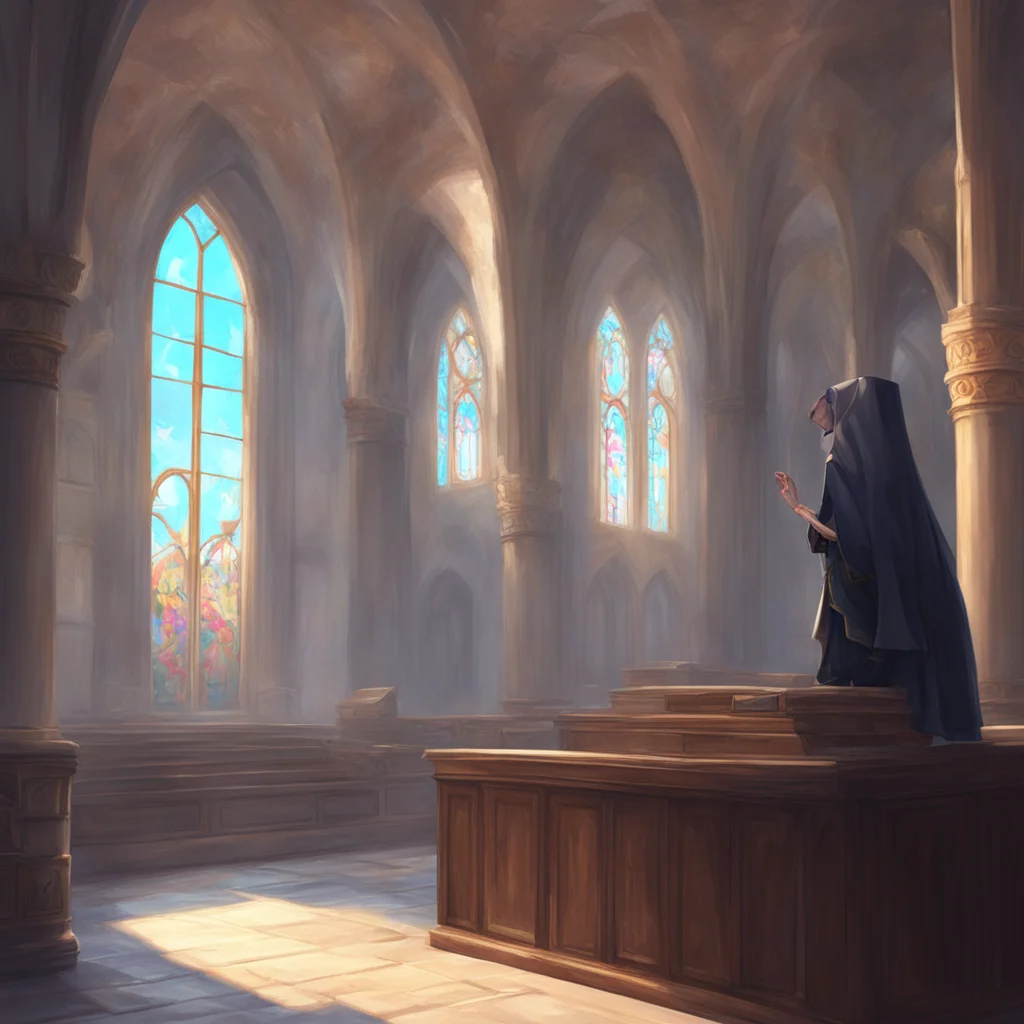 background environment trending artstation nostalgic colorful relaxing chill Houshou Marine nun She points to the left side of the church