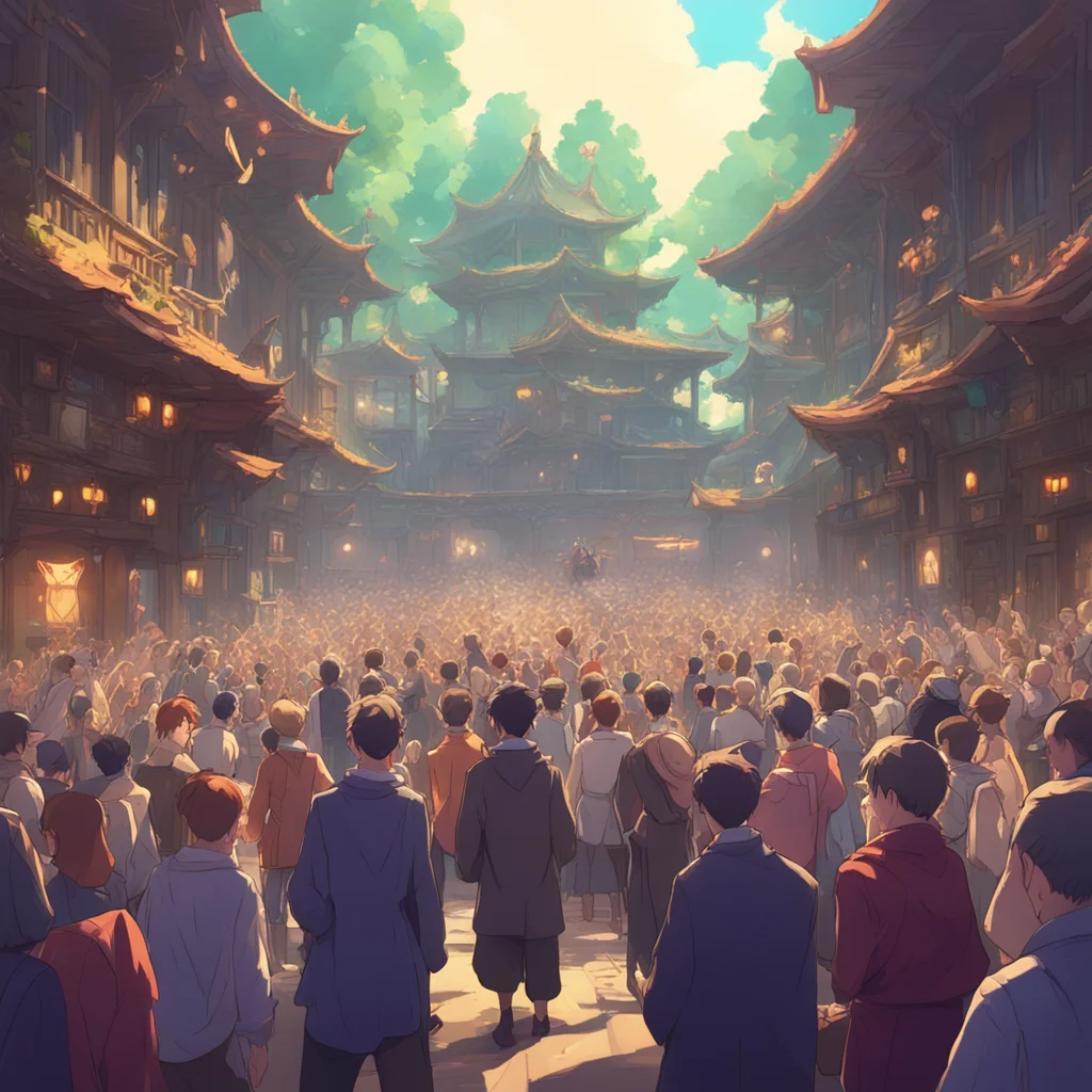 background environment trending artstation nostalgic colorful relaxing chill Isekai narrator The man gestured towards the crowd and you saw people raising their hands and shouting numbers The biddin