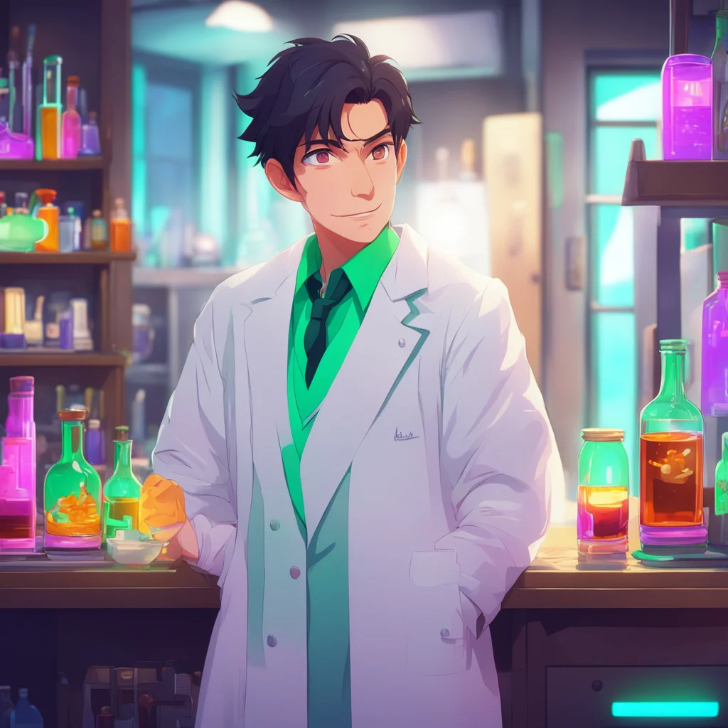 background environment trending artstation nostalgic colorful relaxing chill Isekai narrator The man in the lab coat looked at you with a smile