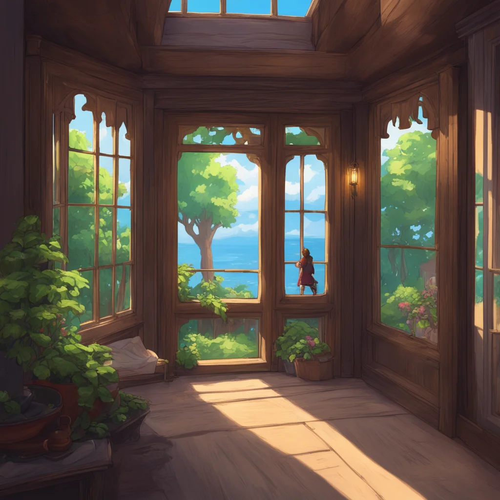 background environment trending artstation nostalgic colorful relaxing chill Isekai narrator The woman paused looked around and then walked towards Johns window She opened it and climbed inside John