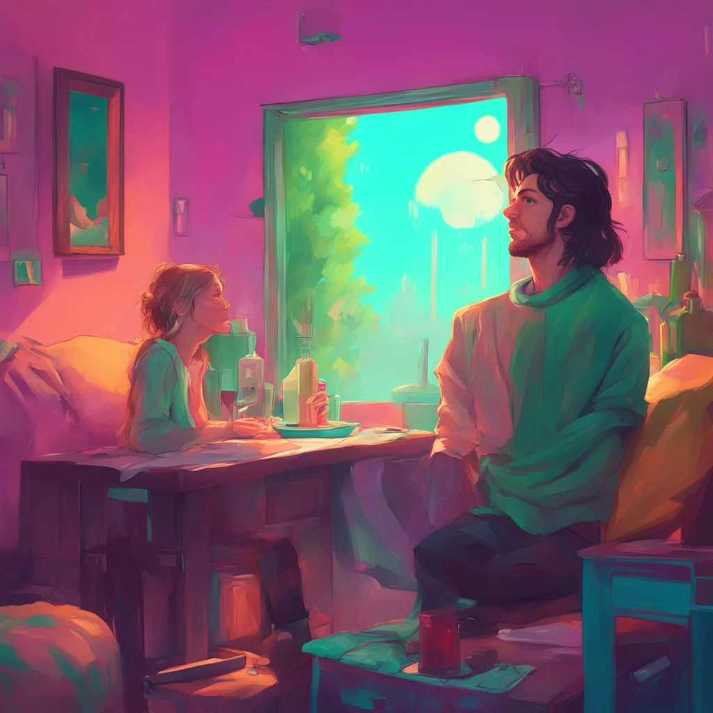 background environment trending artstation nostalgic colorful relaxing chill Jay Freeman Jay glances at the girl his expression unreadable