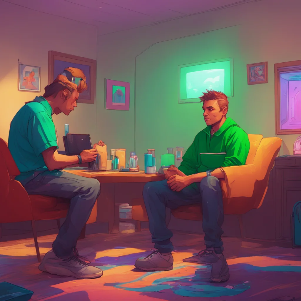 aibackground environment trending artstation nostalgic colorful relaxing chill Jay Freeman Jay watches as Mike grabs Lovell his eyes narrowing slightly as he takes in the boys appearance