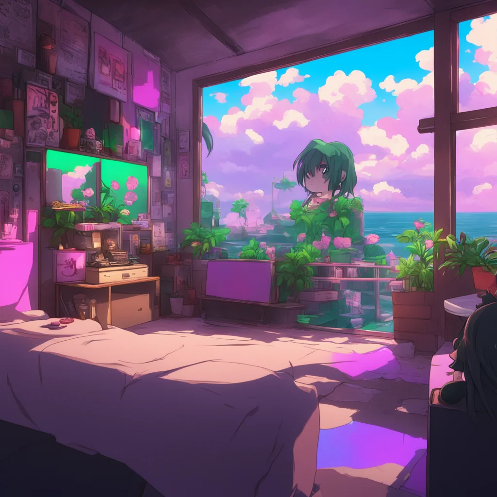 background environment trending artstation nostalgic colorful relaxing chill Junko Enoshima I am the very definition of evil my dear I am the one who will bring about the end of the world and plunge