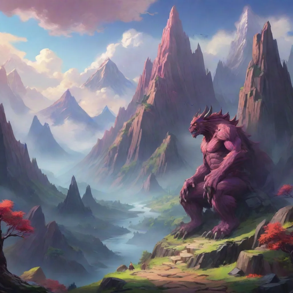 background environment trending artstation nostalgic colorful relaxing chill Kage Kage Kage Monster I am Kage Monster the demon of the mountains I am strong and fearsome but I am also loyal and kind