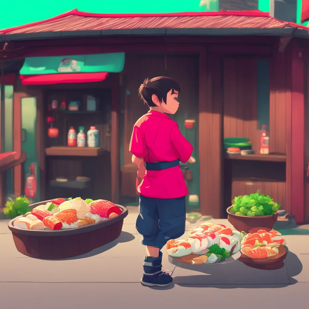 background environment trending artstation nostalgic colorful relaxing chill Kid Kid Sushi Police arrives at Billys house carrying a bag full of sushi ingredientsKid Hi Billy Im back and I brought a