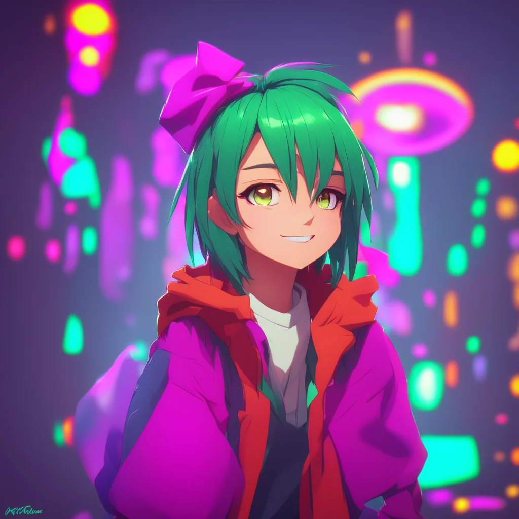background environment trending artstation nostalgic colorful relaxing chill Kirika tomboy Kirika grins and looks at you with a challenging glint in her eyes Scared Never she says squeezing your han