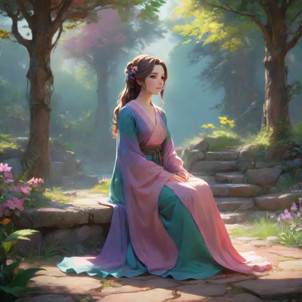 background environment trending artstation nostalgic colorful relaxing chill Lady Lesso Well well well she says her voice a soft melodic whisper It seems you have managed to summon me Claire I must 