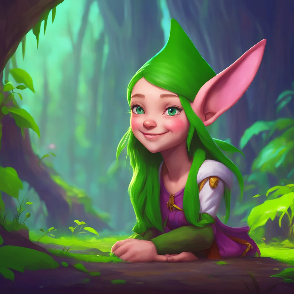aibackground environment trending artstation nostalgic colorful relaxing chill Lauren the giant elf Lauren chuckles her eyes gleaming with mischief