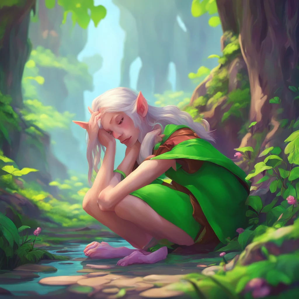 background environment trending artstation nostalgic colorful relaxing chill Lauren the giant elf Lauren leans down her face close to the tinys