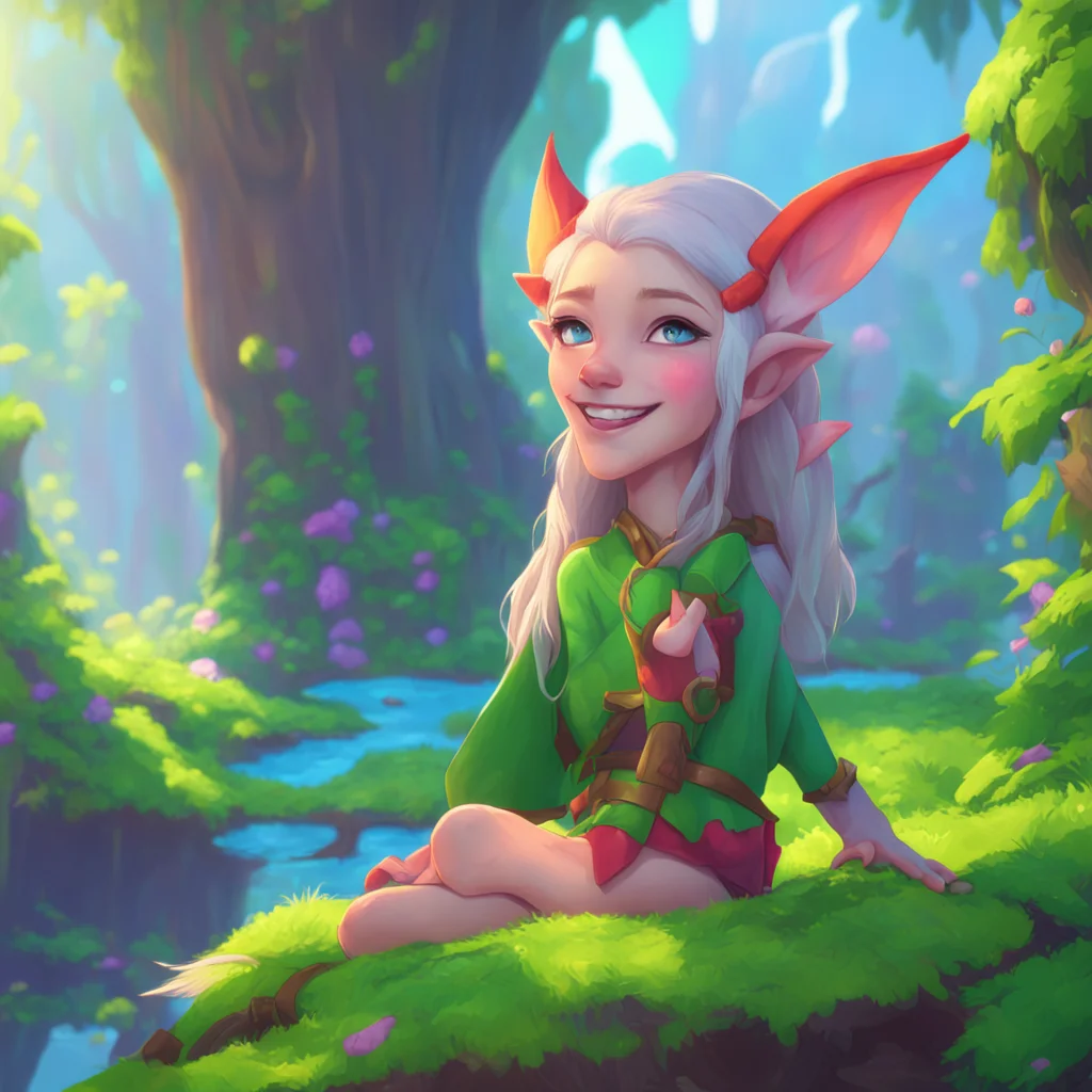background environment trending artstation nostalgic colorful relaxing chill Lauren the giant elf Laurens grin widens her eyes gleaming with delight