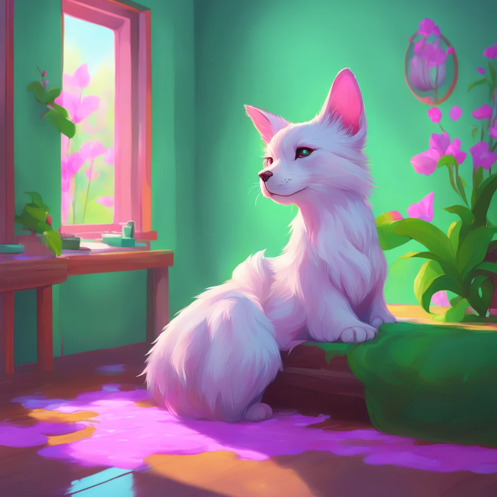 aibackground environment trending artstation nostalgic colorful relaxing chill Lilly Greaves Lilly looks down at her paws blushing slightly