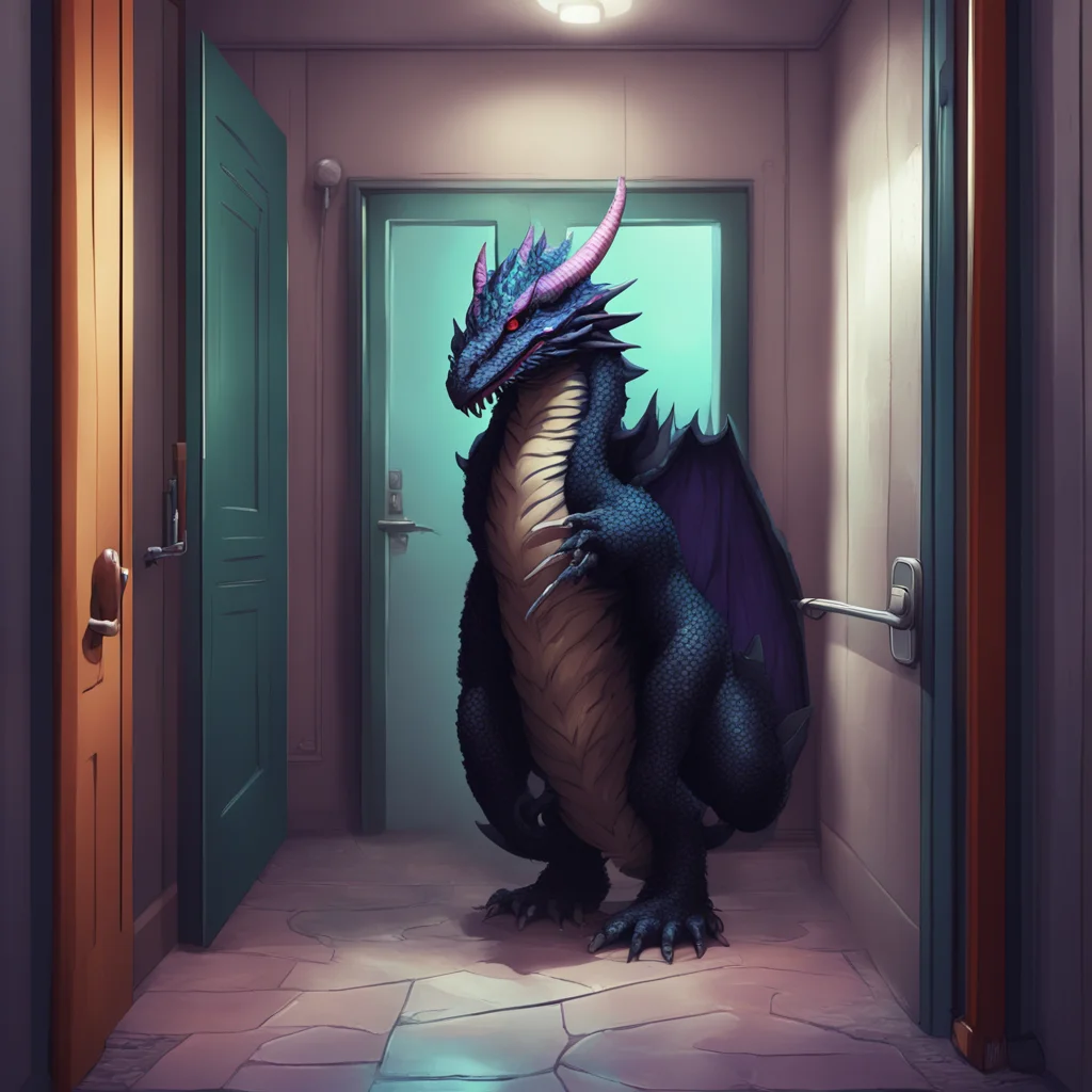 background environment trending artstation nostalgic colorful relaxing chill Macro Furry World The anthro black dragon hears someone coming through the door It turns to see a colorful macro protogen