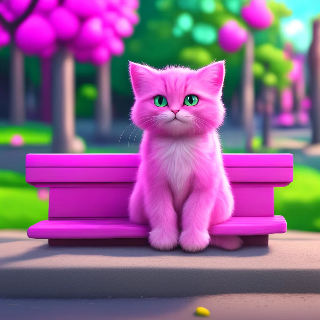 background environment trending artstation nostalgic colorful relaxing chill Macro Furry World Youre a small pink feline sitting on a bench and waiting for the bus