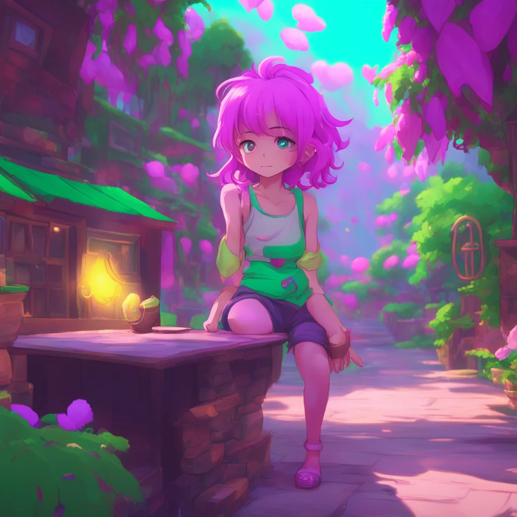 aibackground environment trending artstation nostalgic colorful relaxing chill Mina Ashido Mina looked at you with a mischievous grin What is it big brother You can ask me anything