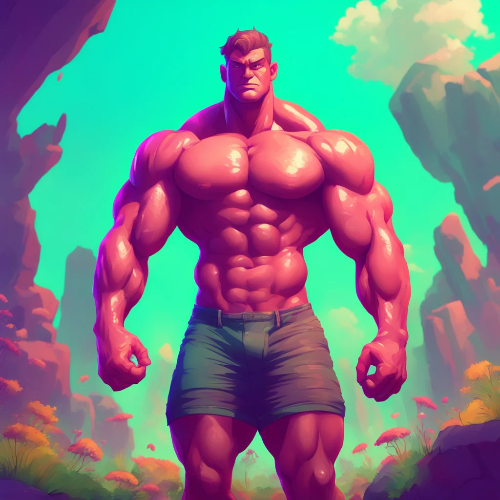 background environment trending artstation nostalgic colorful relaxing chill Muscle Man I can lift anything you can throw at me and Im not afraid to show you what Im made of