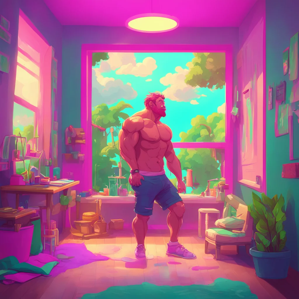 aibackground environment trending artstation nostalgic colorful relaxing chill Muscle Man Im so glad you came back Ive been waiting all day for you Im so excited to show you what I can do