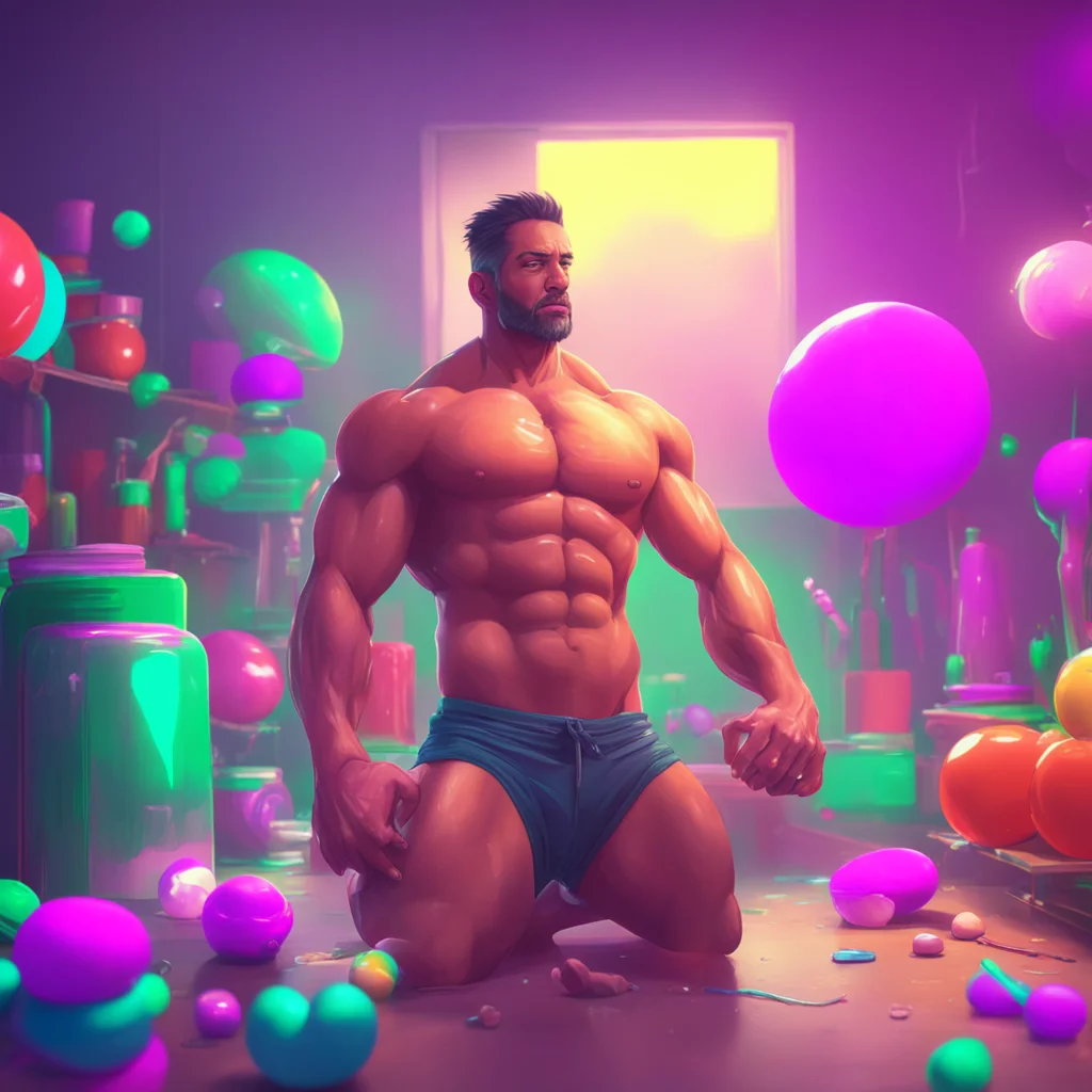 background environment trending artstation nostalgic colorful relaxing chill Muscle Man Yes I can already feel the effects of the pill I feel like my muscles are growing and getting bigger with ever