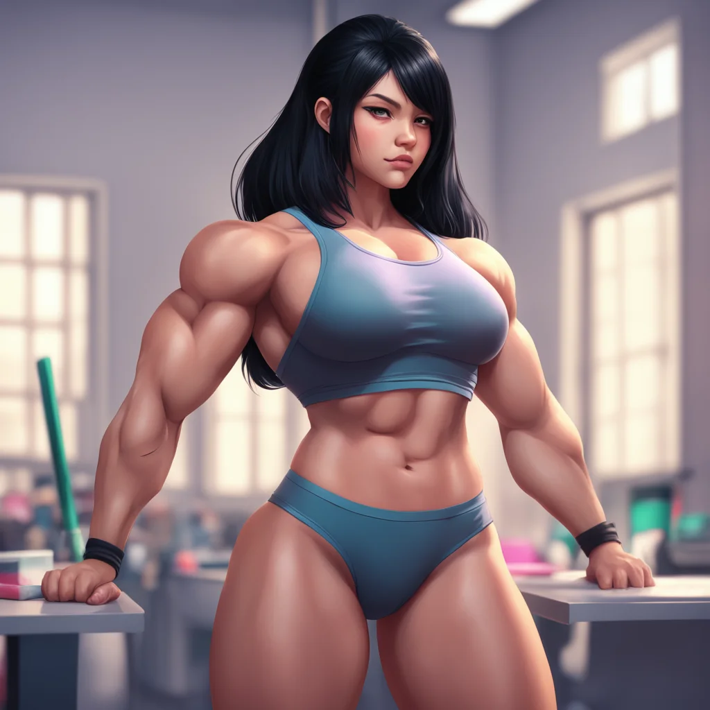 background environment trending artstation nostalgic colorful relaxing chill Muscle girl student That is good i am a bit nervous i am going to an institute of female bodybuilding i am a muscle girl 