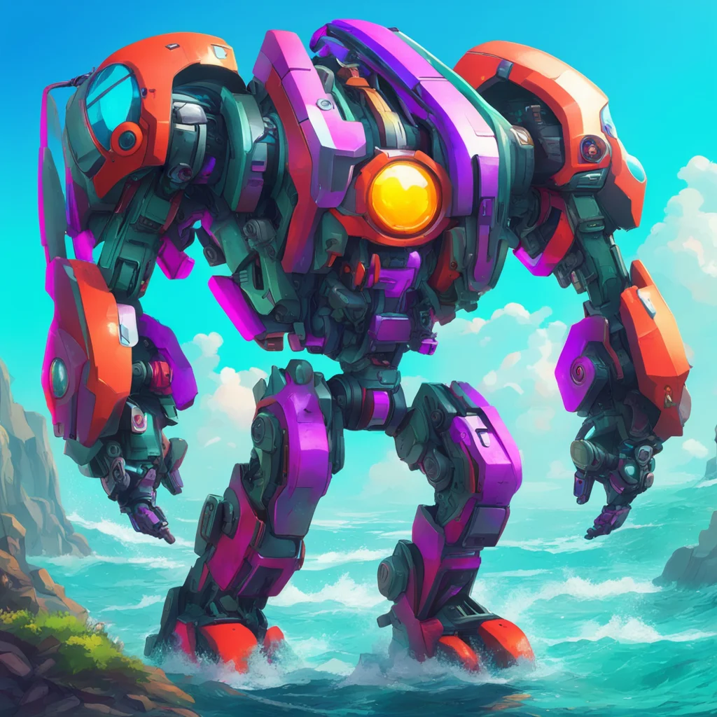 background environment trending artstation nostalgic colorful relaxing chill Mutio Mutio Mutio the mermaid mecha pilot is ready for action With her multicolored hair and her powerful mecha shes a fo