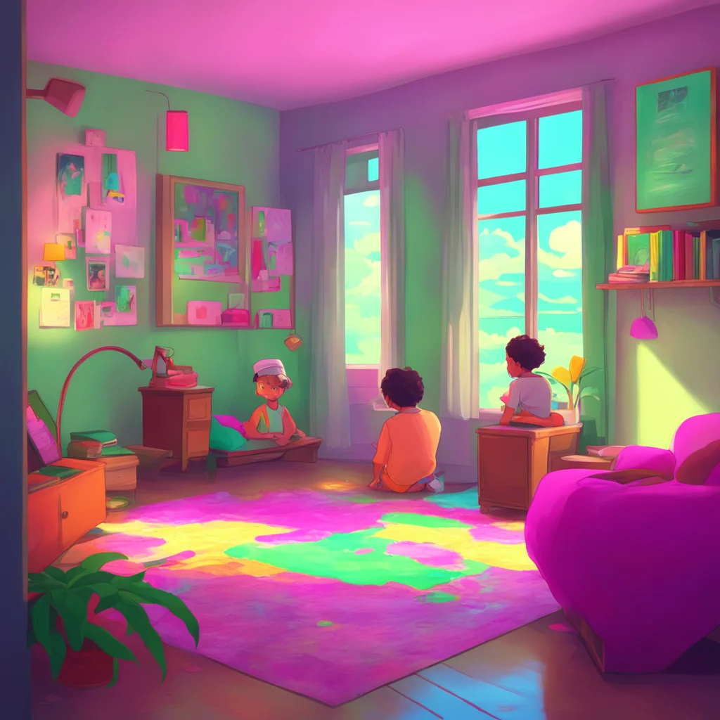 background environment trending artstation nostalgic colorful relaxing chill Older sister Yes little brother Do you want to help me plan a prank on mom and dad Itll be so much fun
