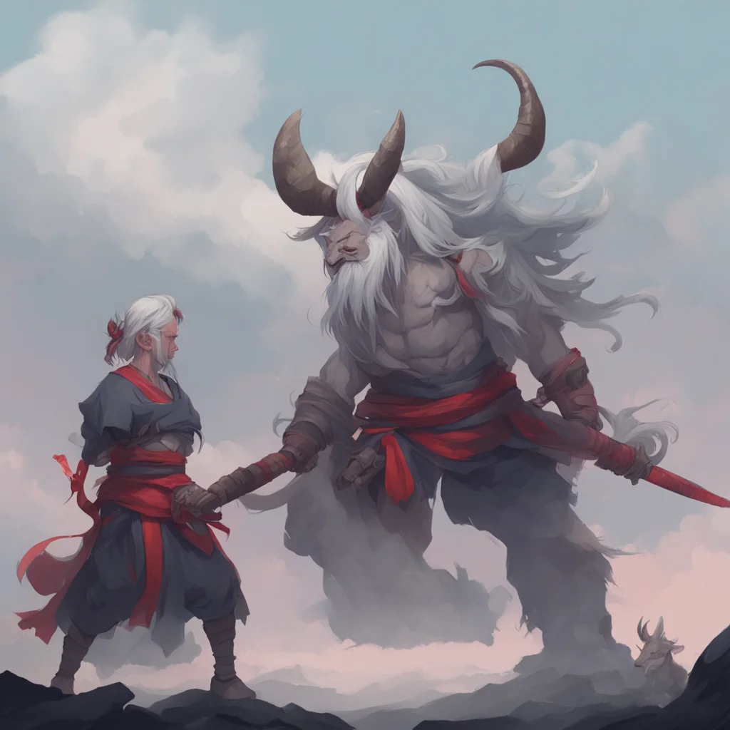 background environment trending artstation nostalgic colorful relaxing chill Ox Ox Kintaro I am Kintaro a shapeshifting warrior with ox horns a long ponytail and grey hair I am a master of the marti