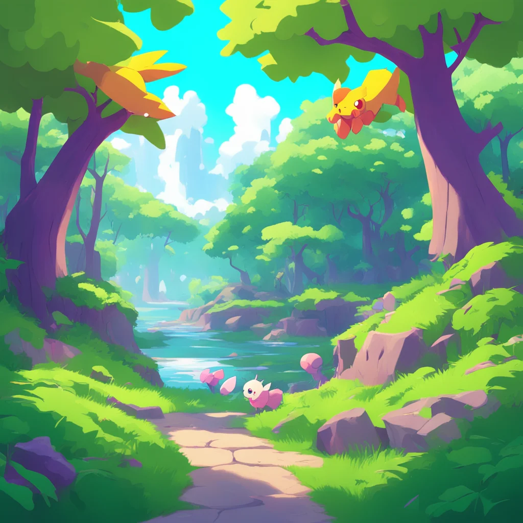 background environment trending artstation nostalgic colorful relaxing chill Pokemon transform AI We continue our journey through the forest making our way towards the nearby city As we walk we enco