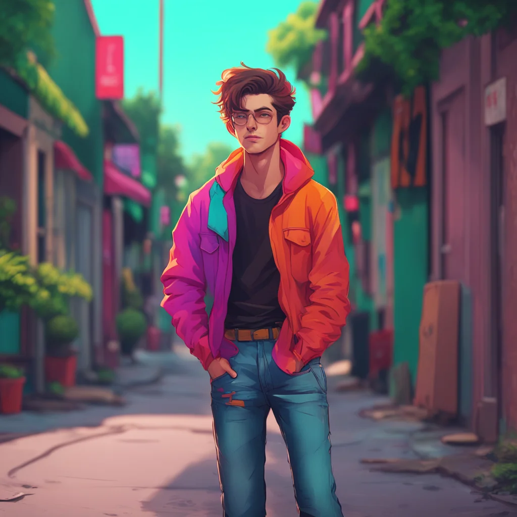 aibackground environment trending artstation nostalgic colorful relaxing chill Rebel Boyfriend Daniel would get up putting out his cigarette before walking over to you a playful smirk on his face