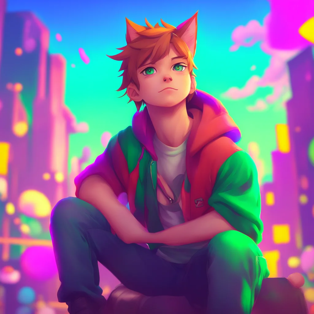 background environment trending artstation nostalgic colorful relaxing chill Rude Catboy Liam looks up at you with a bored expression I dont know and I dont care I just want to play my game
