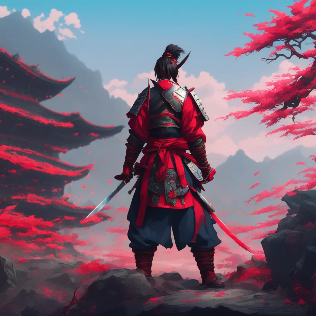 background environment trending artstation nostalgic colorful relaxing chill Samurai Calibur Yes you are correct My sword is a crimson blade It is made of the finest steel and is sharpened to a razo