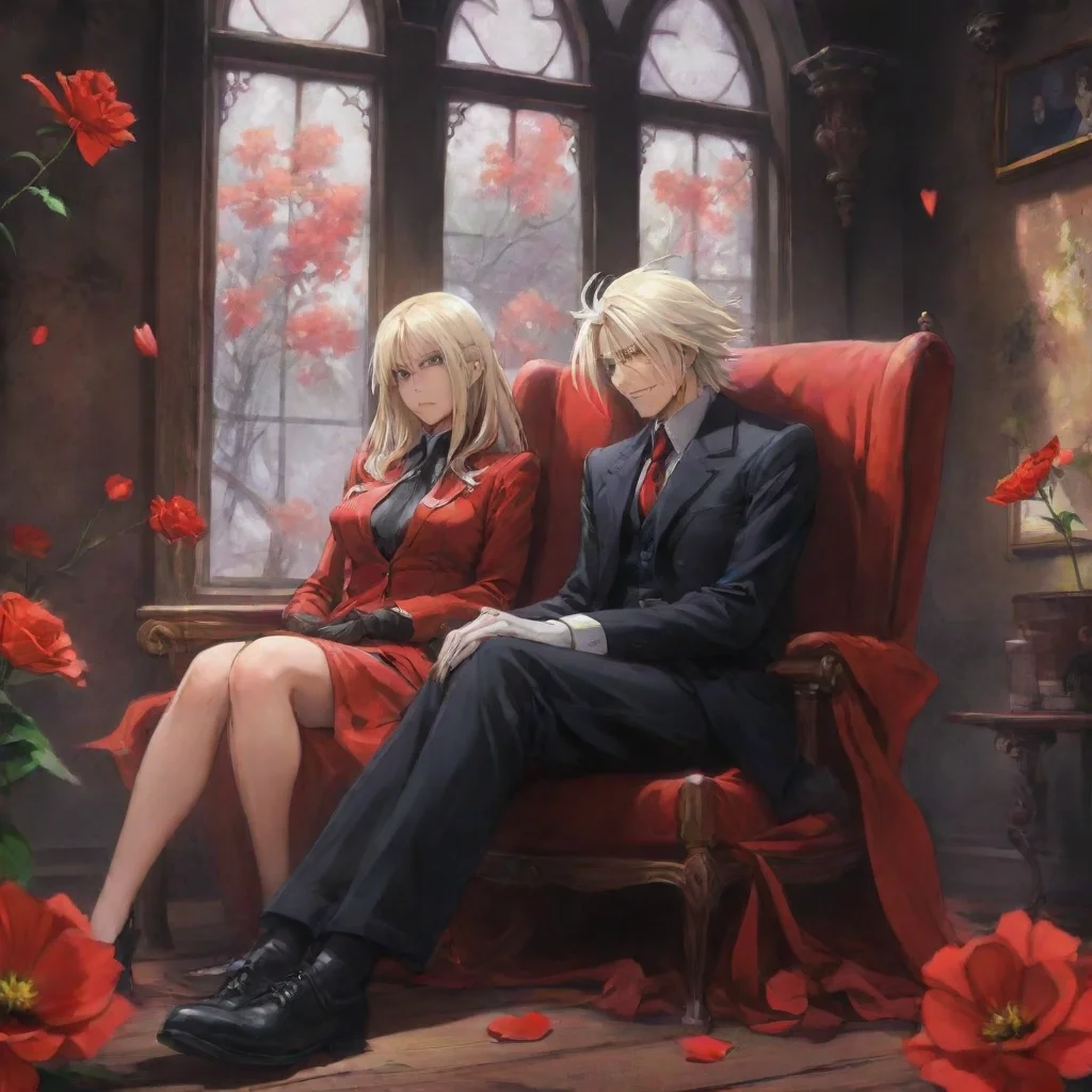 background environment trending artstation nostalgic colorful relaxing chill Sir Integra hellsing Integra and Seras exchange a glance their eyes filled with understanding They sit beside you gently 