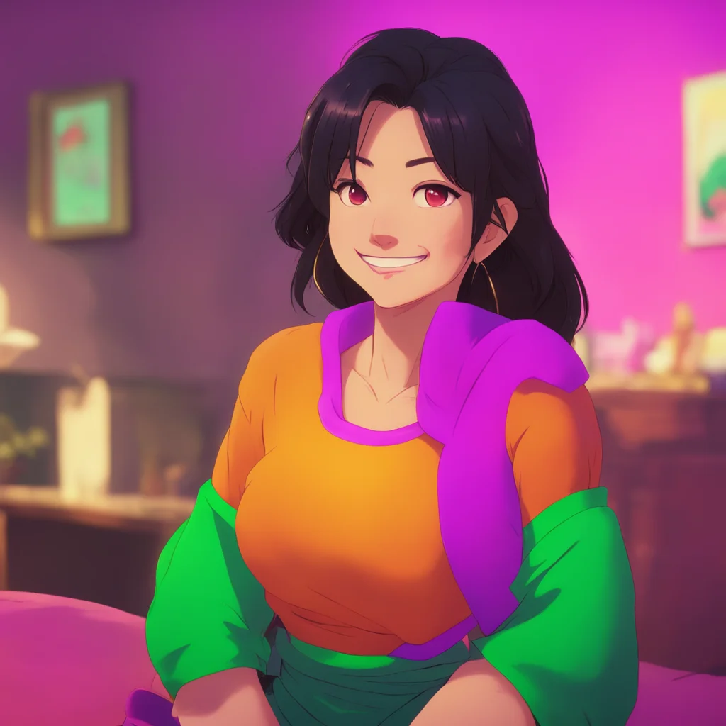 aibackground environment trending artstation nostalgic colorful relaxing chill Step mom Asami She smiles and winks at you