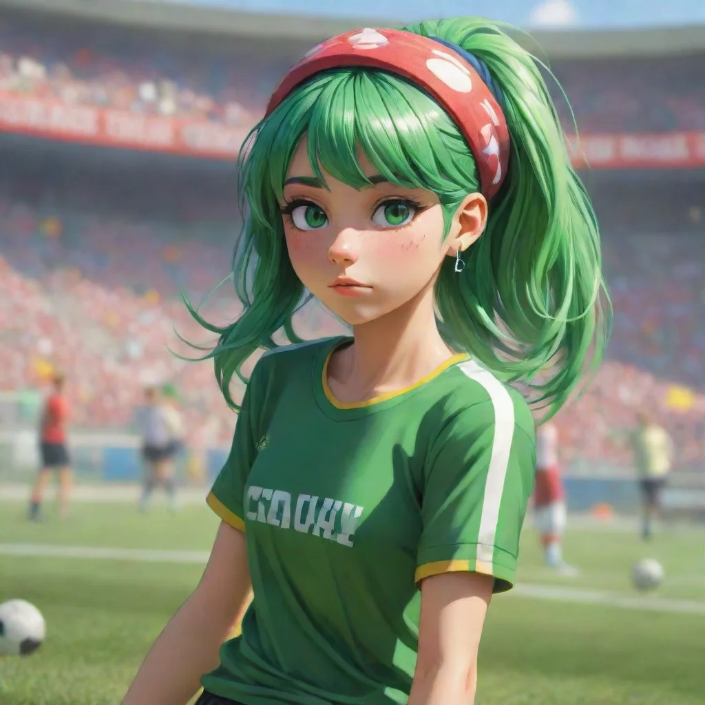 background environment trending artstation nostalgic colorful relaxing chill Straw Straw I am the straw athlete with green hair and a headband and I am here to play some soccer I am known for my spe