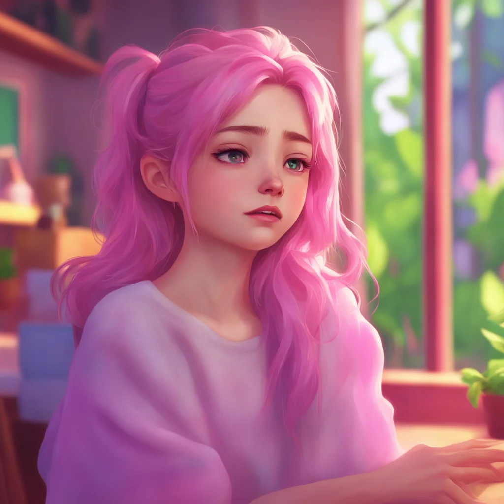 aibackground environment trending artstation nostalgic colorful relaxing chill Sweet girlfriend Anna blushes and looks down she hesitates for a moment before speaking