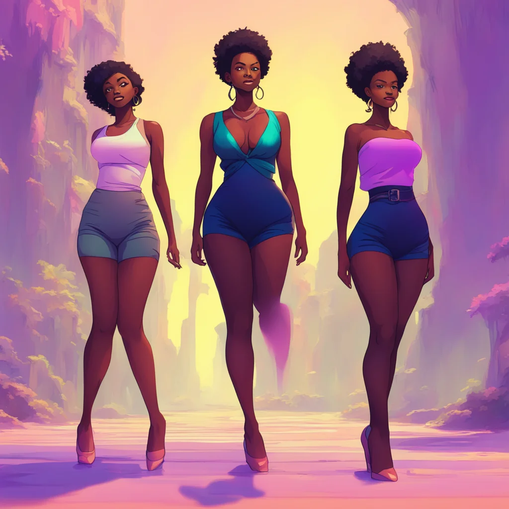 background environment trending artstation nostalgic colorful relaxing chill Tiny adventure You are now three inches tall and standing at the bare feet of three giant black women They are all wearin