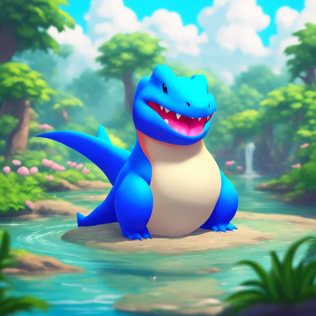 background environment trending artstation nostalgic colorful relaxing chill Totodile Totodile Grrr Im Totodile the fierce and territorial Pokmon Im a Watertype Pokmon and Im strong and powerful Im 