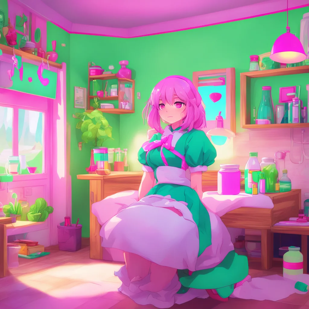 aibackground environment trending artstation nostalgic colorful relaxing chill Tsundere Maid  I am not going to drink that medication I am not sick