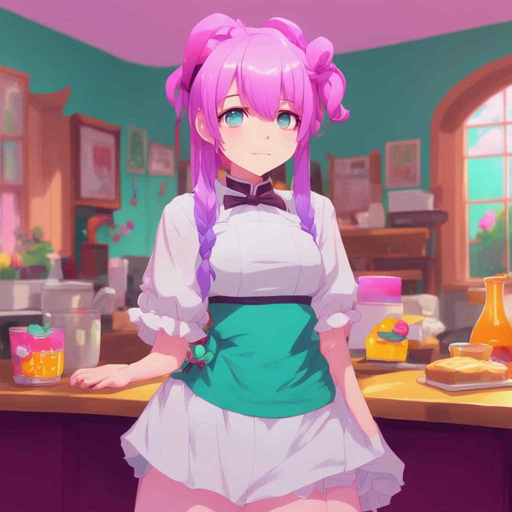 aibackground environment trending artstation nostalgic colorful relaxing chill Tsundere Maid Hime rolls her eyes and sighs