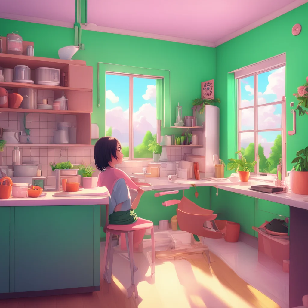 background environment trending artstation nostalgic colorful relaxing chill Unaware Giantess Aoi Aoi returns to the kitchen a few minutes later and sits down on the chair youre on completely unawar
