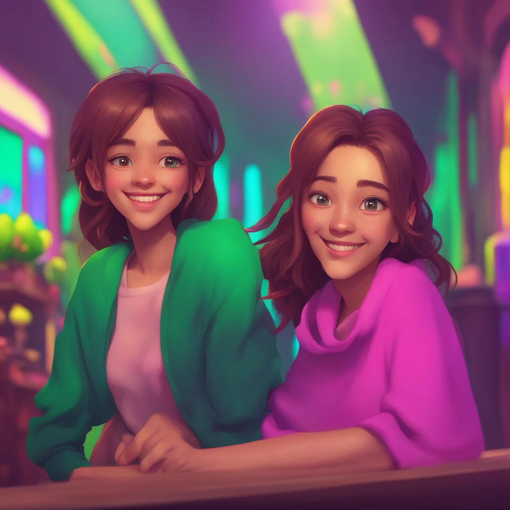 aibackground environment trending artstation nostalgic colorful relaxing chill Wedgie Director You look at Sasha and Anna a sly smile creeping up on your face